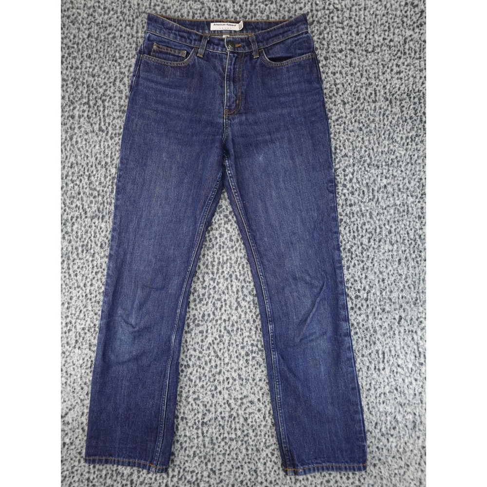 American Apparel Straight Leg Jeans Womens 26 Dark Blue High Rise‎ USA Made